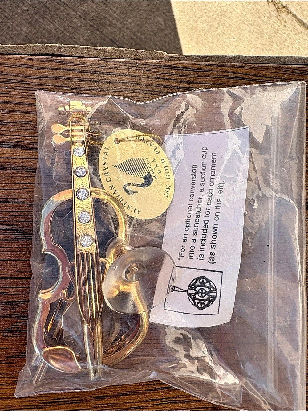 Mascot Crystal Delight Violin Ornament Suncatcher Brooch